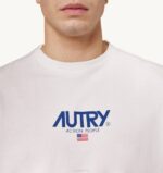 גברים Autry חולצת טי אייקונית עם צווארון לוגו לבןVJ4H105 - Image 3