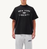 גברים Autry חולצת טריקו עם צווארון בהדפס liberty שחורVJ4H115