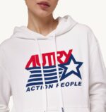 נשים Autry סווטשירט לבן עם קפוצ'ון לוגו איקוניVJ4H278 - Image 3